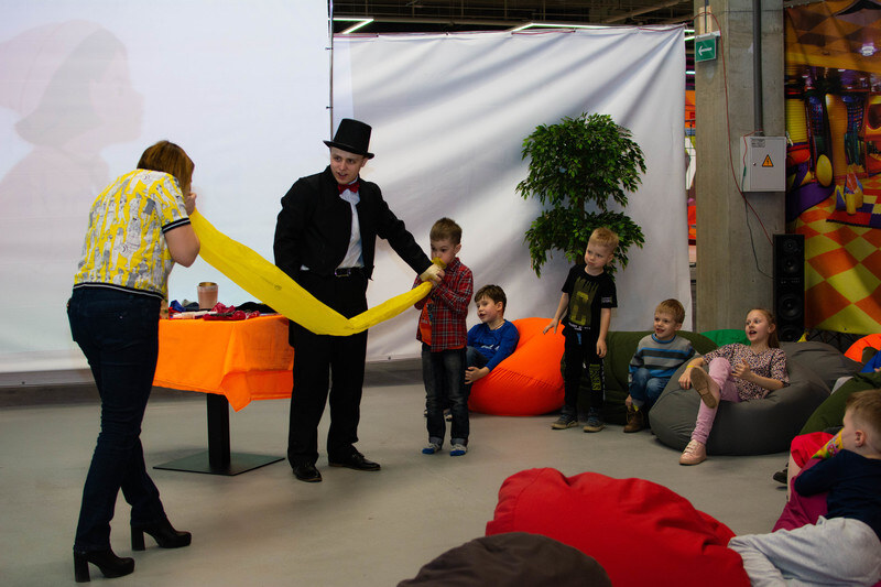 Children's magician entertainer during a children's programme